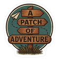 A patch of adventure logo sticker